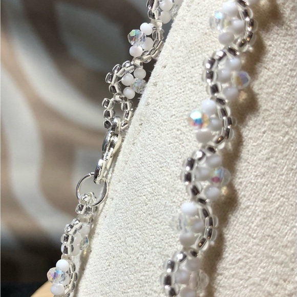 Silver Crystal Sparkle White Beaded Bracelet Fashion minimalist NEW - Picture 7 of 8